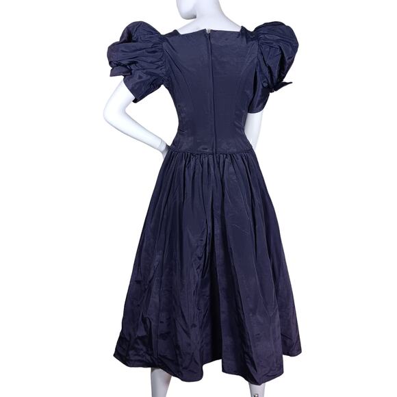 Vintage 90s Prom Dress Size Medium Purple Puffy Short Sleeves Fit and Flare Cut - Picture 3 of 12